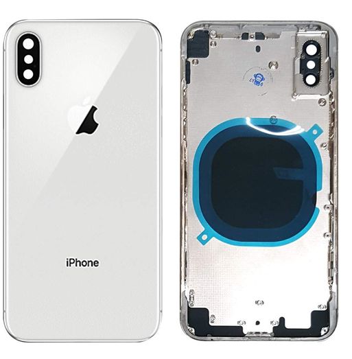 Iphone XS zadný kryt, biely s osadenými tlačidlami, plieškami a mriežkami