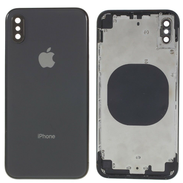 Iphone XS zadný kryt, čierny s osadenými tlačidlami, plieškami a mriežkami