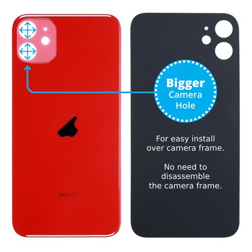 iPhone 11 zadné sklo, červené väčší otvor kamery